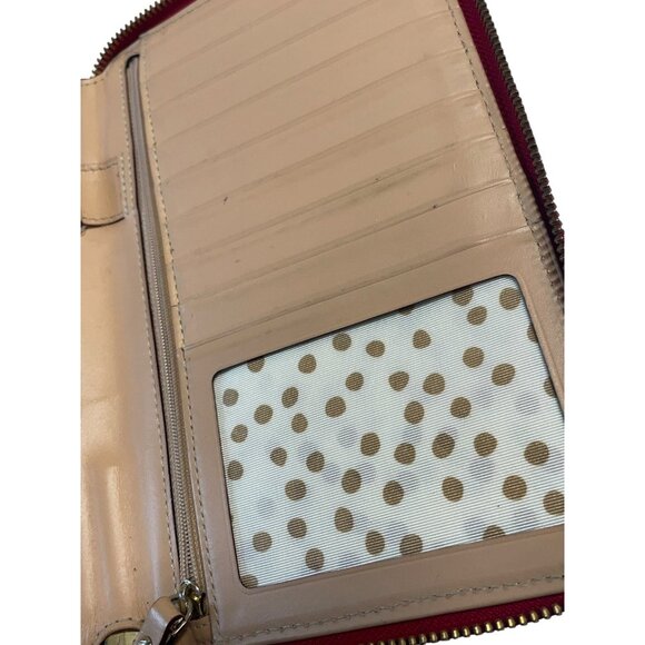 Kate Spade Grand Street Zip Around Travel Bifold Wallet Red Leather Organizer - Picture 6 of 6